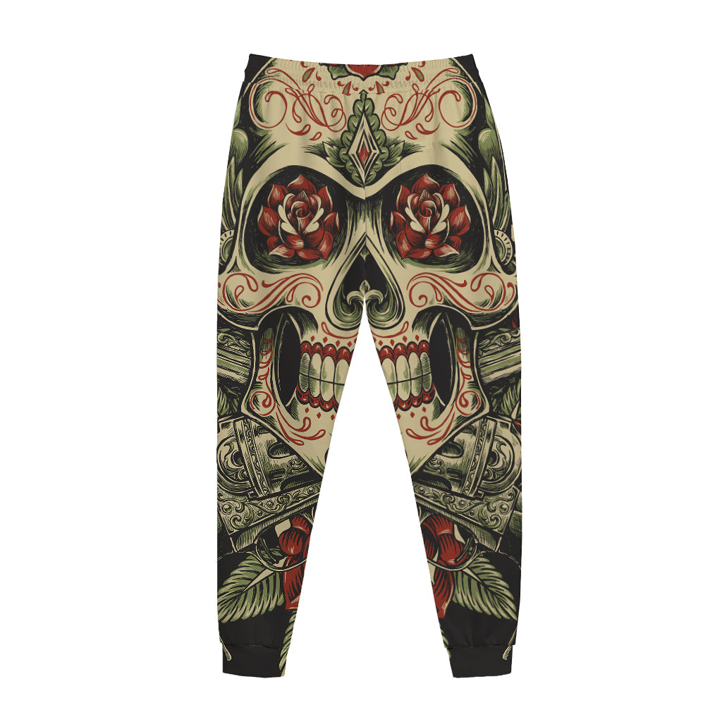 Skull And Roses Tattoo Print Jogger Pants