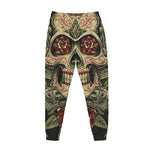 Skull And Roses Tattoo Print Jogger Pants