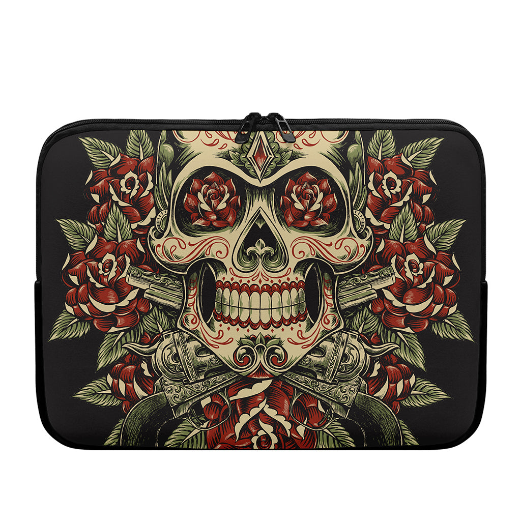 Skull And Roses Tattoo Print Laptop Sleeve