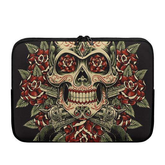 Skull And Roses Tattoo Print Laptop Sleeve