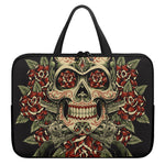 Skull And Roses Tattoo Print Laptop Sleeve With Handle