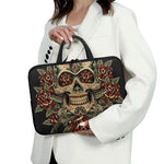 Skull And Roses Tattoo Print Laptop Sleeve With Handle