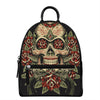 Skull And Roses Tattoo Print Leather Backpack