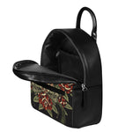 Skull And Roses Tattoo Print Leather Backpack