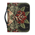 Skull And Roses Tattoo Print Leather Bible Cover