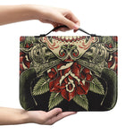 Skull And Roses Tattoo Print Leather Bible Cover