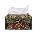 Skull And Roses Tattoo Print Leather Tissue Box Cover
