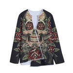 Skull And Roses Tattoo Print Long Sleeve Short Coat