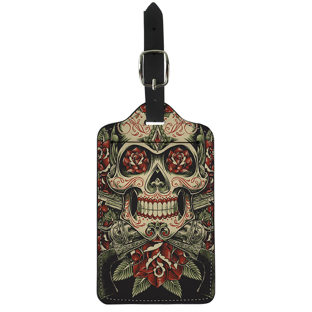Skull And Roses Tattoo Print Luggage Tag