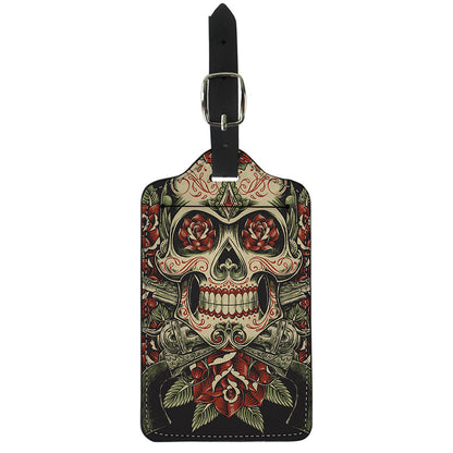 Skull And Roses Tattoo Print Luggage Tag