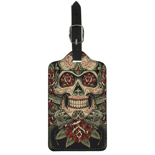 Skull And Roses Tattoo Print Luggage Tag