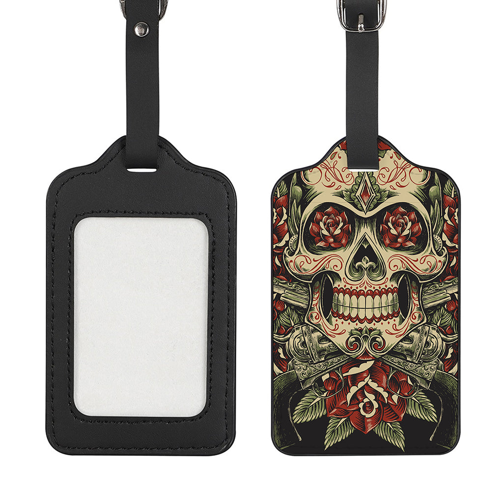 Skull And Roses Tattoo Print Luggage Tag