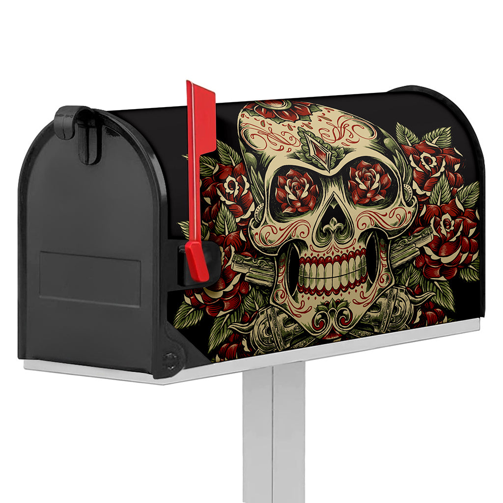 Skull And Roses Tattoo Print Mailbox Cover