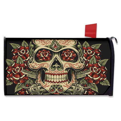 Skull And Roses Tattoo Print Mailbox Cover