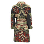 Skull And Roses Tattoo Print Men's Bathrobe