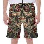 Skull And Roses Tattoo Print Men's Beach Shorts