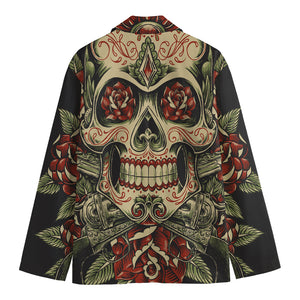 Skull And Roses Tattoo Print Men's Blazer