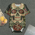 Skull And Roses Tattoo Print Men's Bodysuit