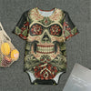 Skull And Roses Tattoo Print Men's Bodysuit