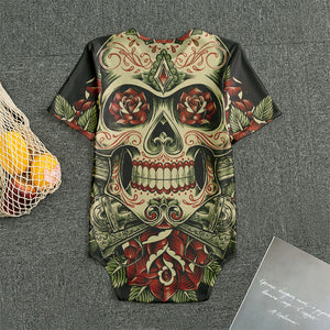 Skull And Roses Tattoo Print Men's Bodysuit