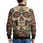 Skull And Roses Tattoo Print Men's Bomber Jacket