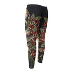 Skull And Roses Tattoo Print Men's Compression Pants