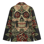 Skull And Roses Tattoo Print Men's Cotton Blazer