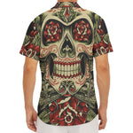 Skull And Roses Tattoo Print Men's Deep V-Neck Shirt