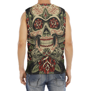 Skull And Roses Tattoo Print Men's Fitness Tank Top