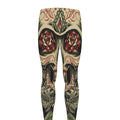 Skull And Roses Tattoo Print Men's Leggings