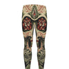 Skull And Roses Tattoo Print Men's leggings