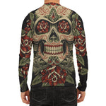 Skull And Roses Tattoo Print Men's Long Sleeve Rash Guard