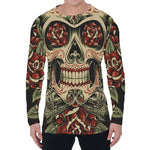 Skull And Roses Tattoo Print Men's Long Sleeve T-Shirt