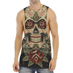 Skull And Roses Tattoo Print Men's Muscle Tank Top