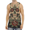 Skull And Roses Tattoo Print Men's Muscle Tank Top