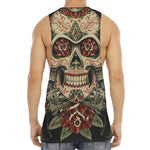 Skull And Roses Tattoo Print Men's Muscle Tank Top