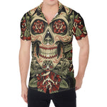 Skull And Roses Tattoo Print Men's Shirt