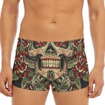 Skull And Roses Tattoo Print Men's Short Boxer Briefs