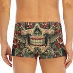 Skull And Roses Tattoo Print Men's Short Boxer Briefs