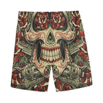 Skull And Roses Tattoo Print Men's Sports Shorts