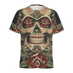 Skull And Roses Tattoo Print Men's Sports T-Shirt