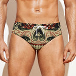 Skull And Roses Tattoo Print Men's Swim Briefs
