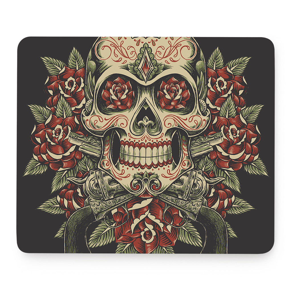 Skull And Roses Tattoo Print Mouse Pad