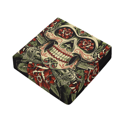 Skull And Roses Tattoo Print Outdoor Seat Cushion Cover
