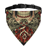 Skull And Roses Tattoo Print Over The Collar Dog Bandana