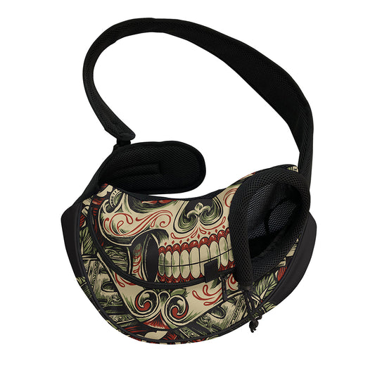 Skull And Roses Tattoo Print Pet Sling Carrier