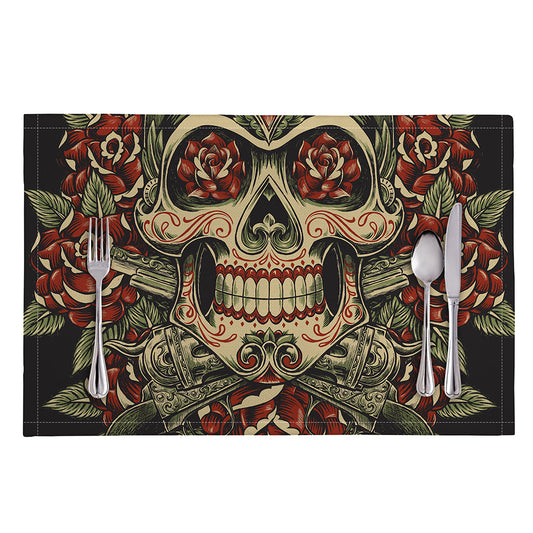 Skull And Roses Tattoo Print Placemat