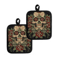 Skull And Roses Tattoo Print Pot Holders