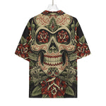 Skull And Roses Tattoo Print Rayon Hawaiian Shirt