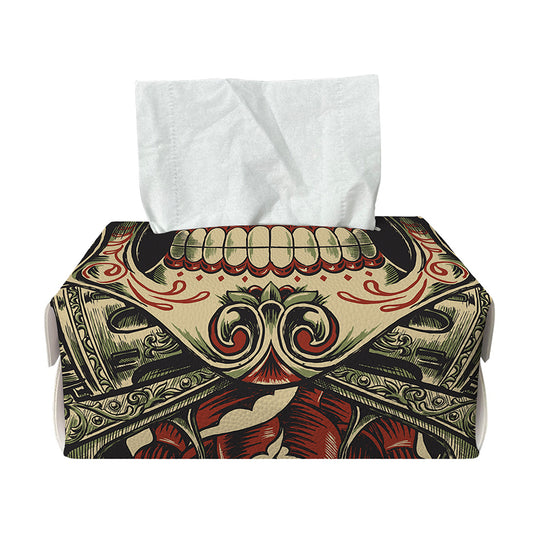 Skull And Roses Tattoo Print Rectangle Tissue Box Cover